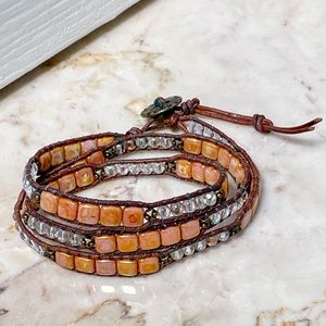 Beautiful Boho Handmade Crystal and Beaded Wrap Bracelet Anklet or Choker
